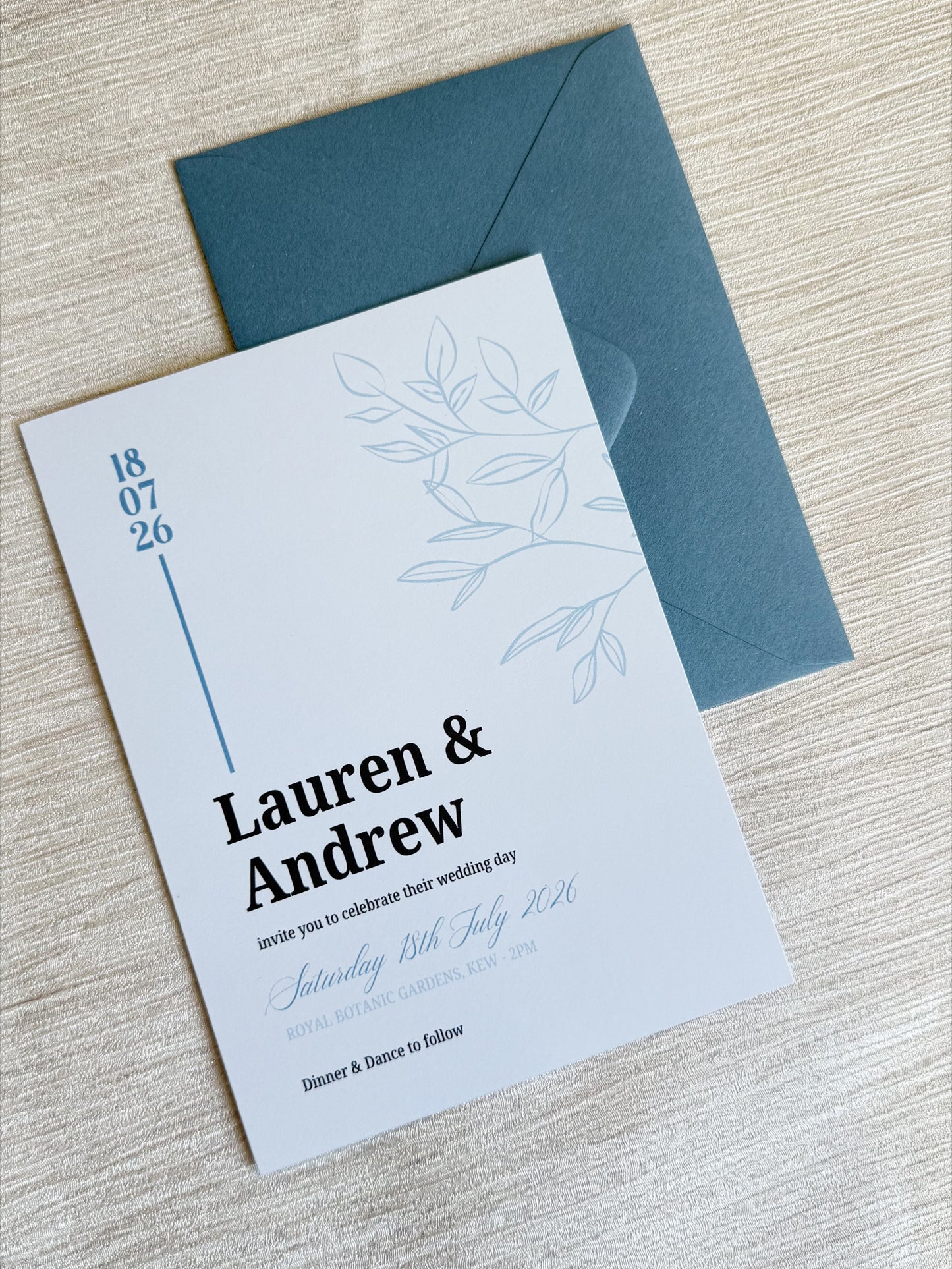 My something blue floral Wedding Invitation Sample