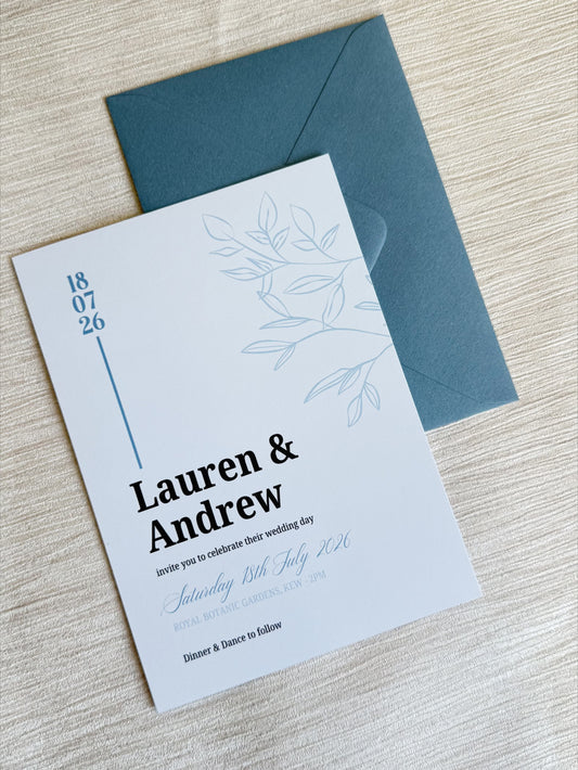 My something blue floral Wedding Invitation Sample
