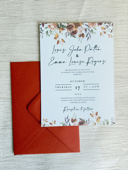 Autumn Whispers Floral Wedding Invitations